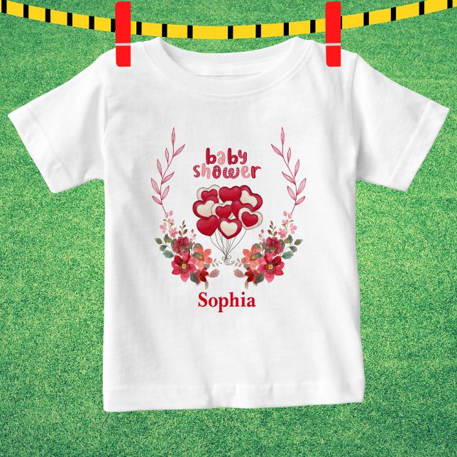 T-shirt Pour Bébé Modèle floral de Baby shower mou personnalisé (Créateur téléchargé)