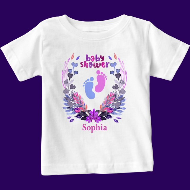 T-shirt Pour Bébé Modèle floral de Baby shower mou personnalisé (Créateur téléchargé)