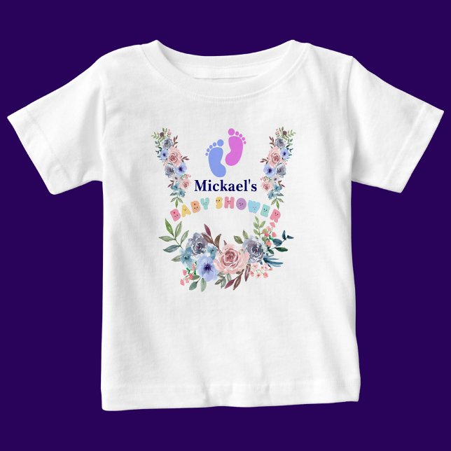 T-shirt Pour Bébé Modèle floral de Baby shower mou personnalisé (Créateur téléchargé)
