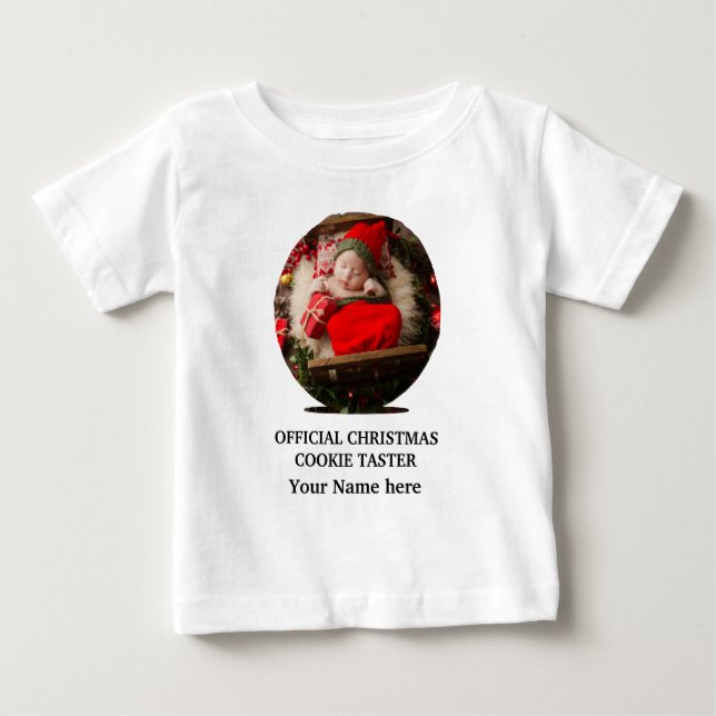 T-shirt Pour Bébé Modèle photo de cookie de Noël moderne personnalis (Devant)