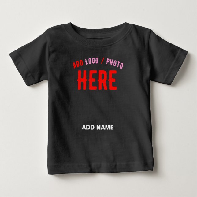 T-SHIRT POUR BÉBÉ MODERNE ET MODERNE PERSONNALISABLE NOIR VÉRIFIÉ (Devant)
