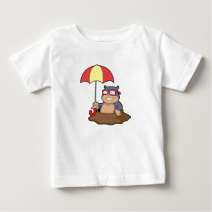 T-shirt Pour Bébé Mole à la pluie avec parapluie