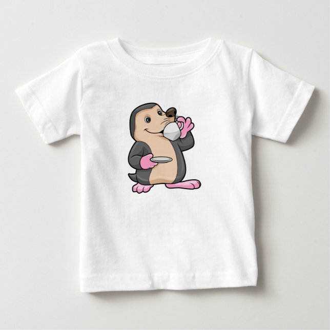 T-shirt Pour Bébé Mole avec coupe de café et soucoupe (Devant)