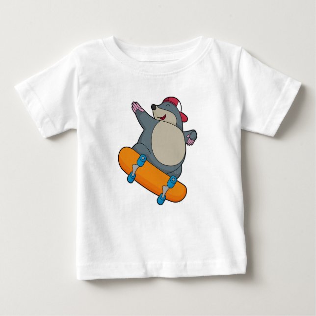 T-shirt Pour Bébé Mole en skate avec skateboard (Devant)
