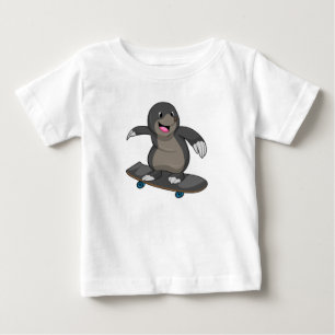 T-shirt Pour Bébé Mole en skate avec skateboard