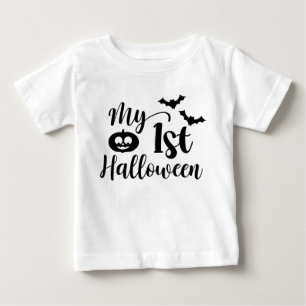 T-shirt Pour Bébé Mon 1er Citrouille d'Halloween et chauves-souris