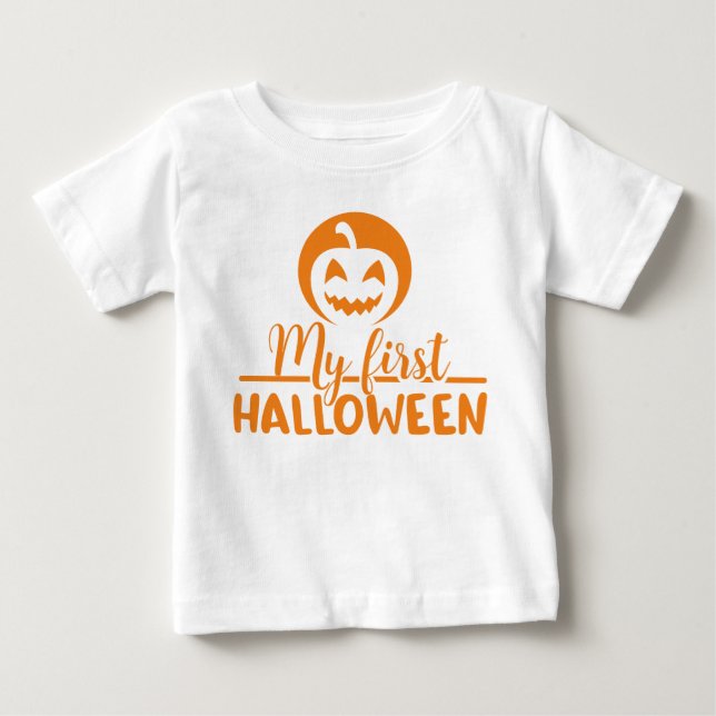 T-shirt Pour Bébé Mon 1er Citrouille orange d'Halloween (Devant)