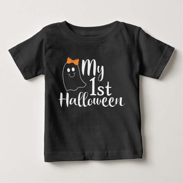 T-shirt Pour Bébé Mon 1er Halloween mignon Baby Girl Ghost (Devant)