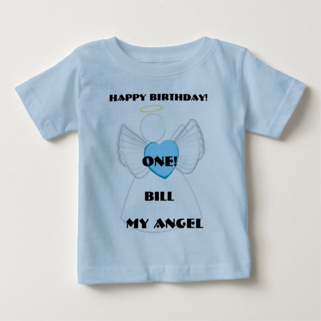 T-shirt Pour Bébé Mon ange 1er anniversaire Personnaliser (Devant)
