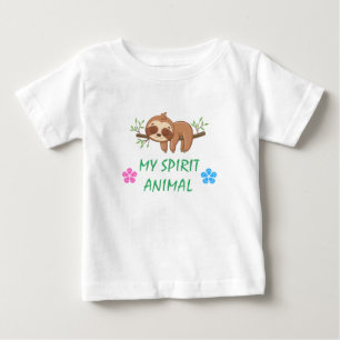 T-shirt Pour Bébé Mon animal spirituel   Modèle de paresseux mignon 