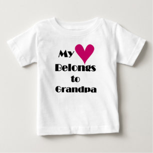 T-shirt Pour Bébé Mon coeur appartient à grand-père