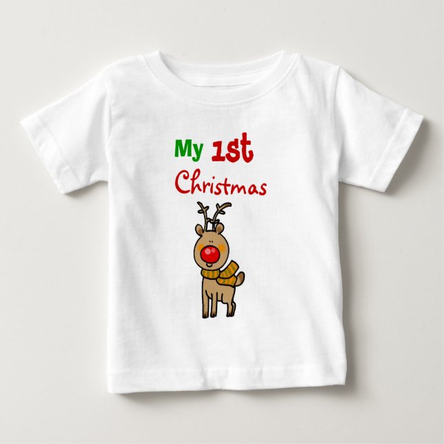 T-shirt Pour Bébé Mon ęr Noël (renne de Noël) (Devant)