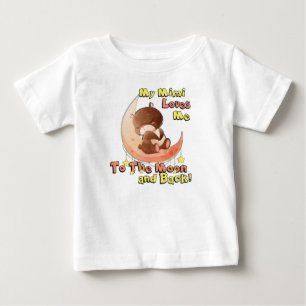 T-shirt Pour Bébé Mon Mimi m'aime à la lune et au dos