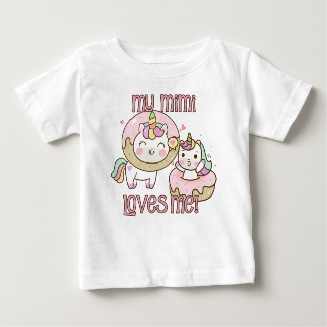 T-shirt Pour Bébé Mon Mimi M'Aime Unicornes (Devant)