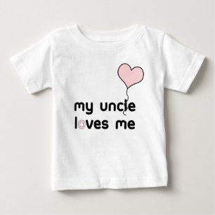 T-shirt Pour Bébé Mon oncle m'aime ballon rose-clair de coeur