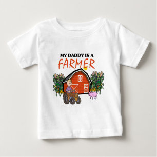 T-shirt Pour Bébé Mon papa est un agriculteur