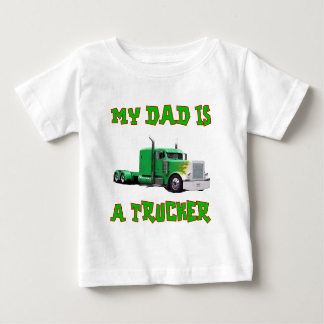 T-shirt Pour Bébé Mon papa est un camionneur (Devant)