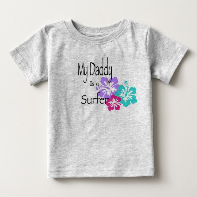 T-shirt Pour Bébé Mon papa est un surfeur (Devant)