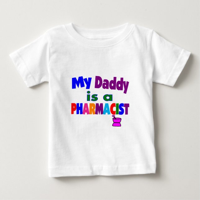 T-shirt Pour Bébé "Mon père est pharmacien" cadeaux pour enfants (Devant)
