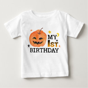 T-shirt Pour Bébé Mon premier anniversaire Citrouille Halloween auto