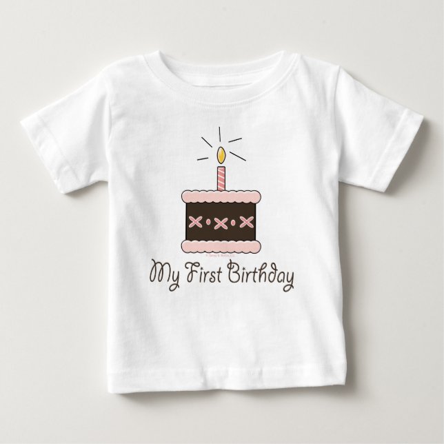 T-shirt Pour Bébé Mon premier gâteau d'anniversaire Long Manche Tee (Devant)