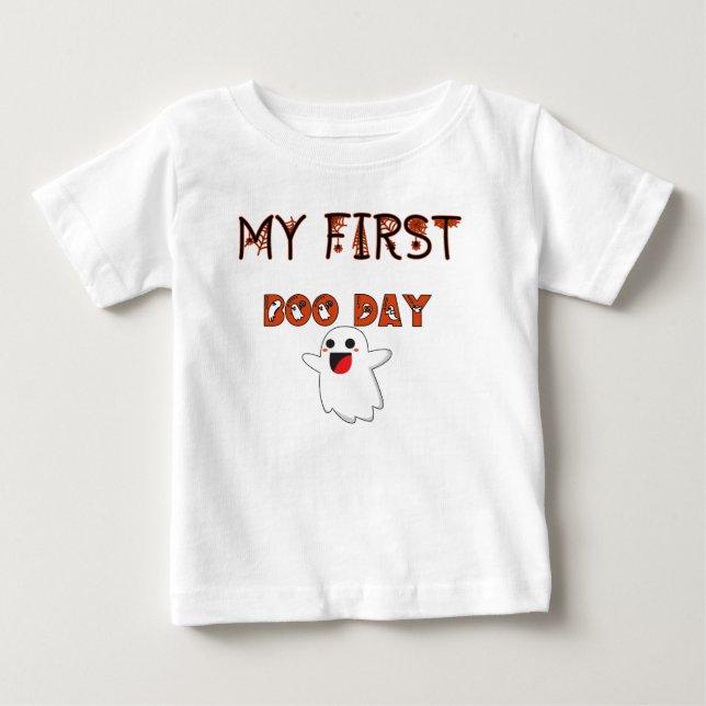 T-shirt Pour Bébé Mon premier Jour de Boo Halloween ou Anniversaire  (Devant)