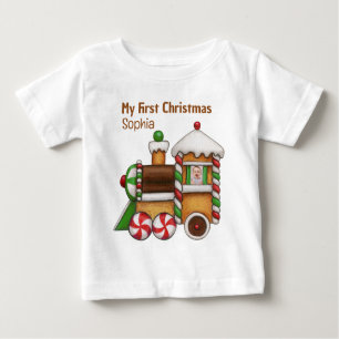 T-shirt Pour Bébé Mon premier nom de la coutume de Noël mignon train