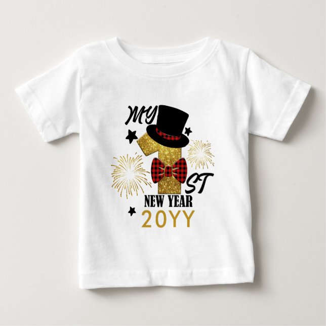 T-shirt Pour Bébé Mon premier Nouvel An Bébé mignon Parties scintill (Devant)