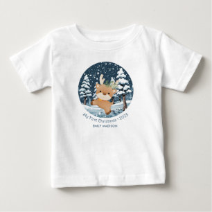 T-shirt Pour Bébé Mon premier petit cerf de Noël en neige