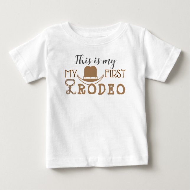 T-shirt Pour Bébé Mon premier rodéo Anniversaire Garçon 1er Cowboy W (Devant)