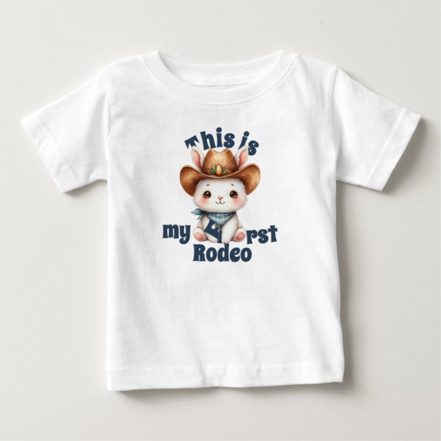 T-shirt Pour Bébé Mon premier rodéo Joyeux anniversaire Cowboy (Devant)