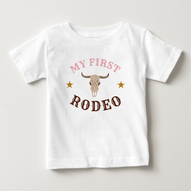 T-shirt Pour Bébé Mon premier rodéo Western Cowgirl Premier Annivers (Devant)