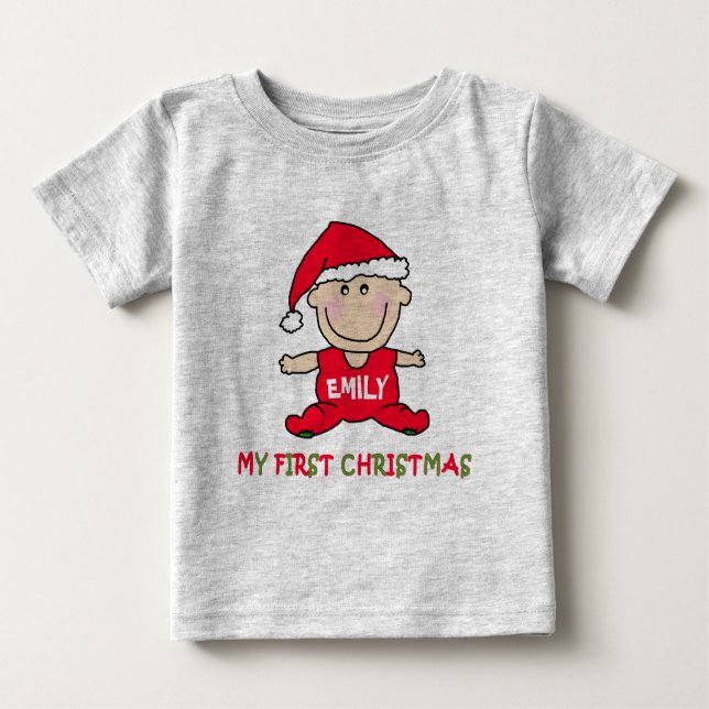 T-shirt Pour Bébé Mon premier tee-shirt de Noël à Customiser (Devant)