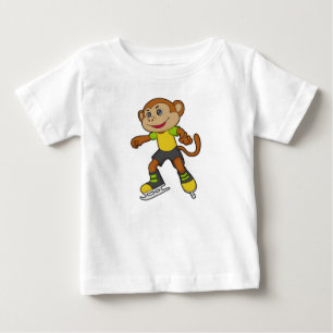 T-shirt Pour Bébé Monkey at Ice skating with Ice skates