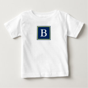 T-shirt Pour Bébé Monogramme bleu marine et vert citron vert