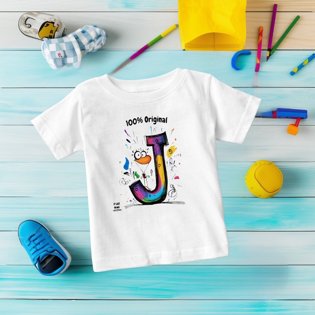 T-shirt Pour Bébé Monogramme coloré J - Conception amusante et perso (Créateur téléchargé)