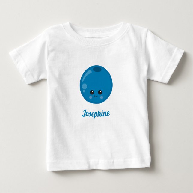 T-shirt Pour Bébé Monogramme de bleuets joyeux (Devant)