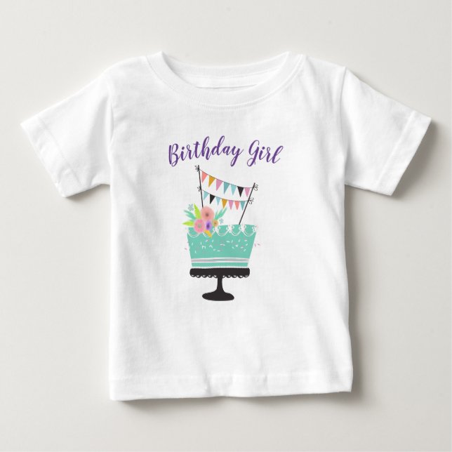 T-shirt Pour Bébé monogramme de célébration de gâteau fille annivers (Devant)