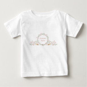 T-shirt Pour Bébé Monogramme de fleurs et de plumes délicieuses