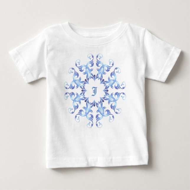 T-shirt Pour Bébé Monogramme.Élément baroque. (Devant)