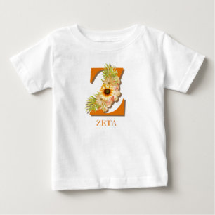 T-shirt Pour Bébé Monogramme floral tournesol lettre Z avec nom
