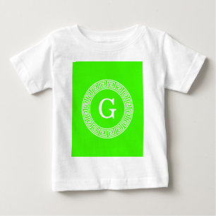 T-shirt Pour Bébé Monogramme initial du cadre de ligne clé grecque v