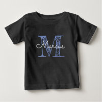 Monogramme Nom personnalisé Baby Boy Black Baby T-