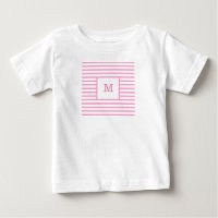 Monogramme personnalisé avec bandes roses et blanc