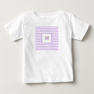 T-shirt Pour Bébé Monogramme personnalisé des bandes violettes et b
