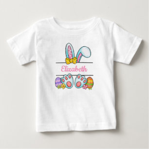 T-shirt Pour Bébé Monogramme Pink Lapin de Pâques Baby Girl's Pâques