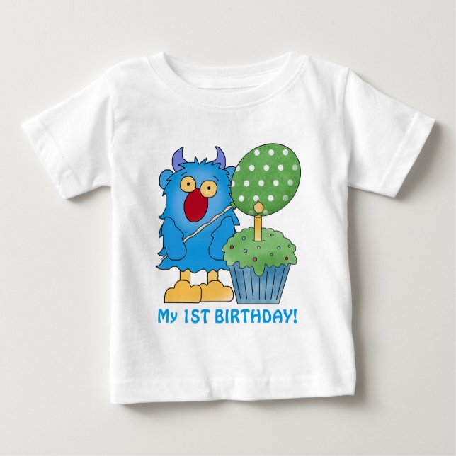 T-shirt Pour Bébé Monster bébé premier anniversaire (Devant)
