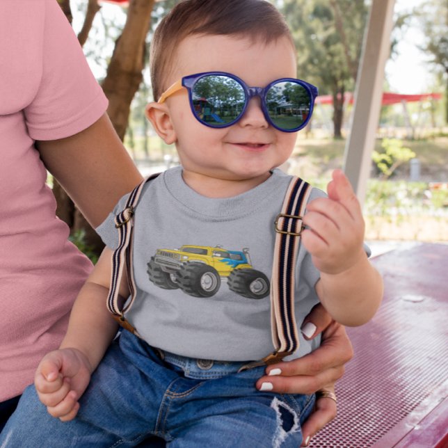 T-shirt Pour Bébé Monster Camion jaune bleu (Créateur téléchargé)