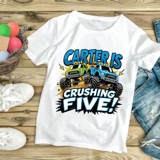 T-shirt Pour Bébé Monster Truck Anniversaire - Kids Race Car Party (Créateur téléchargé)