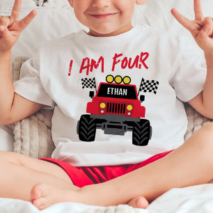T-shirt Pour Bébé Monster Truck Boy 4e anniversaire Personnalisé